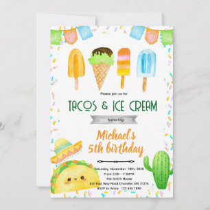 Convite de Aniversário de Taco e Sorvete