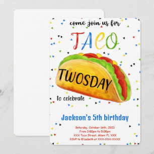 Convite de Aniversário de Taco Editável