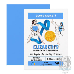 Convite de Aniversário de Taekwondo (Meninas)