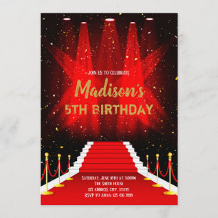 Convite de aniversário de tapetes vermelhos