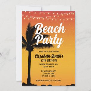 Convite de aniversário de Tema do Beach Bonfire