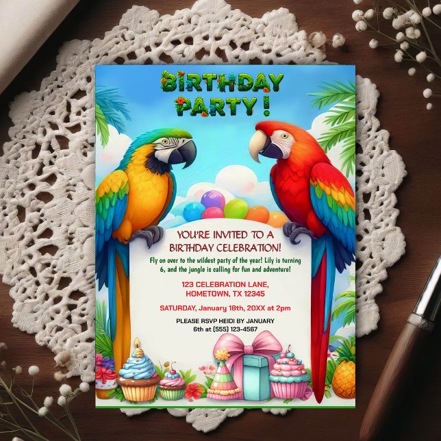 Convite de Aniversário de Tema Selva Tropical para (Criador carregado)
