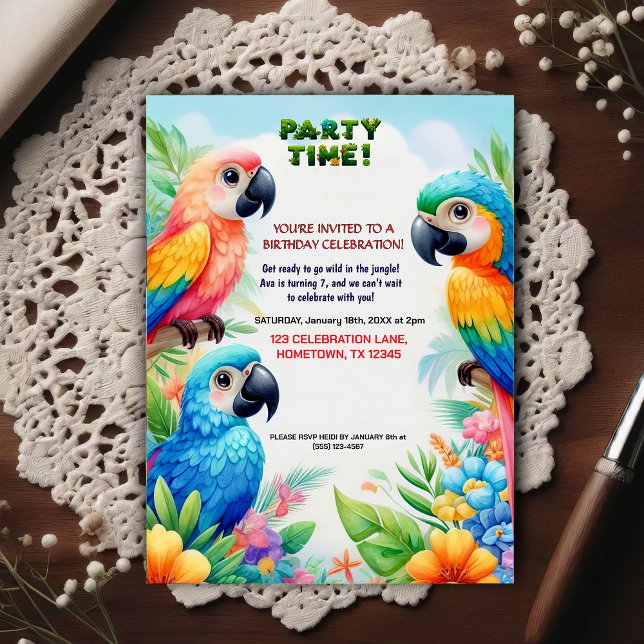Convite de Aniversário de Tema Selva Tropical para (Criador carregado)