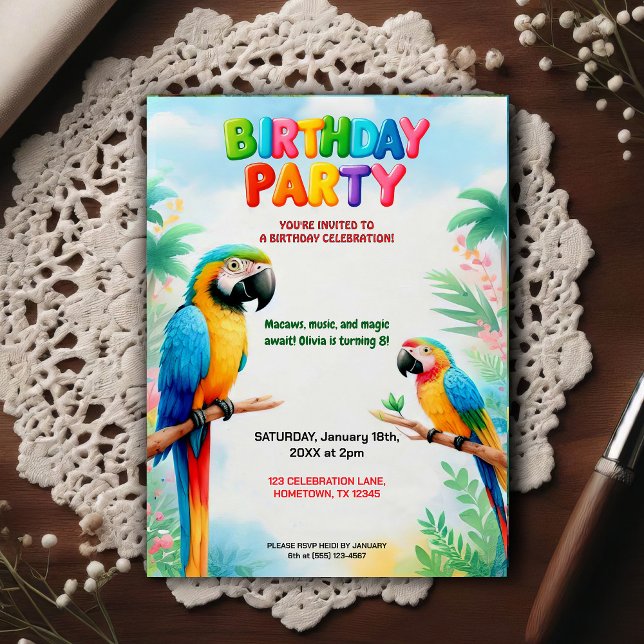Convite de Aniversário de Tema Selva Tropical para (Criador carregado)