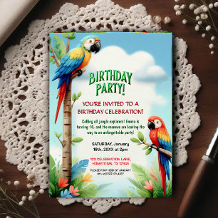 Convite de Aniversário de Tema Selva Tropical para