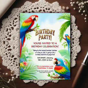 Convite de Aniversário de Tema Selva Tropical para