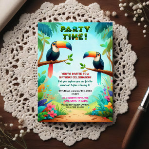 Convite de Aniversário de Tema Selva Tropical para