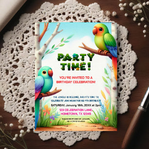 Convite de Aniversário de Tema Selva Tropical para