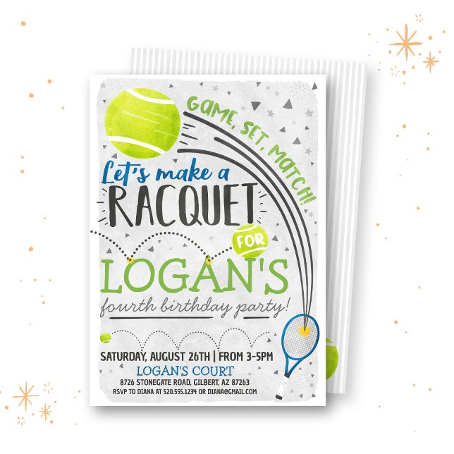 Convite de Aniversário de tênis (Criador carregado)