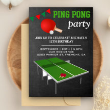 Convite de Aniversário de Tênis de Mesa Ping Pong
