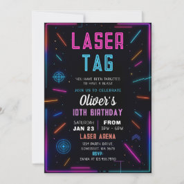 Convite de Aniversário de Tiro com Laser Neon