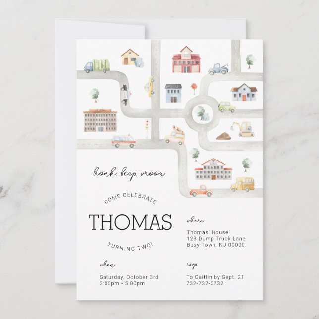 Convite de Aniversário de Transporte (Frente)