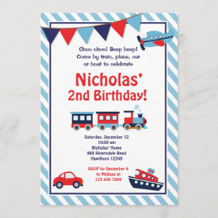 Convite de Aniversário de Transporte / Convite de