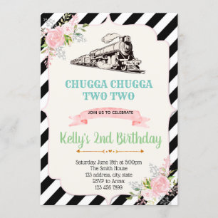 Convite de aniversário de trem de Menina