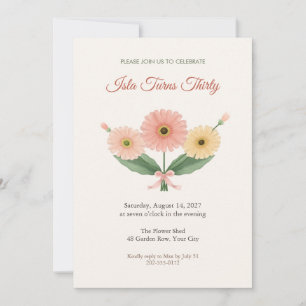 Convite de Aniversário de Trinta anos Gerbera Trio