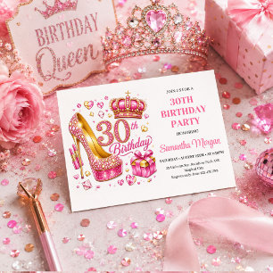 Convite de Aniversário de Trinta anos Rosa Dourado