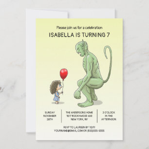 Convite de aniversário de Troll e garota
