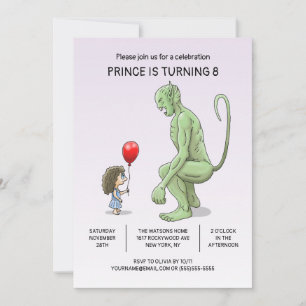 Convite de aniversário de Troll e garota