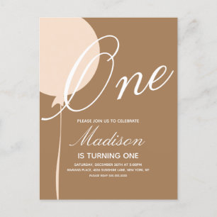 Convite de Aniversário de Um Ano com Balão Boêmio