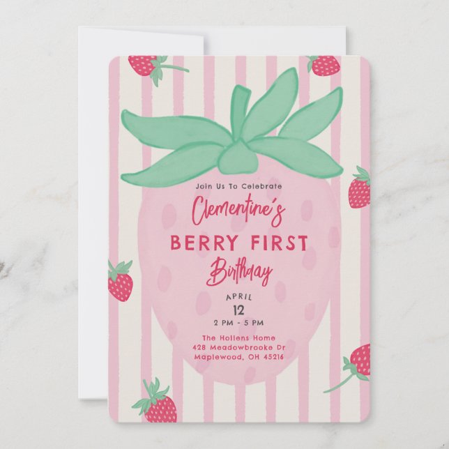 Convite de Aniversário de Um Ano da Berry (Frente)