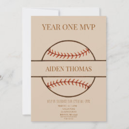 Convite de Aniversário de Um Ano de Beisebol MVP d