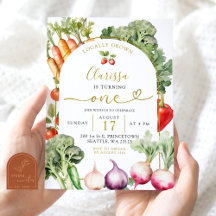 Convite de Aniversário de Um Ano de Legumes Cultiv