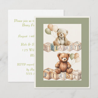 Convite de Aniversário de Um Ano do Beary para DOW