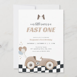 Convite de Aniversário de Um Ano do Carro de Corri