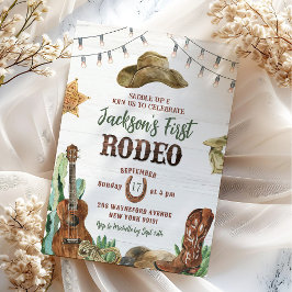 Convite de Aniversário de Um Ano do Cowboy de Rode