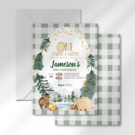 Convite de Aniversário de Um Ano do Feliz Acampant