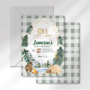 Convite de Aniversário de Um Ano do Feliz Acampant
