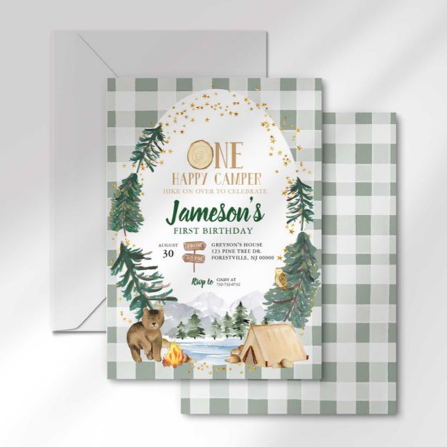 Convite de Aniversário de Um Ano do Feliz Acampant (Criador carregado)