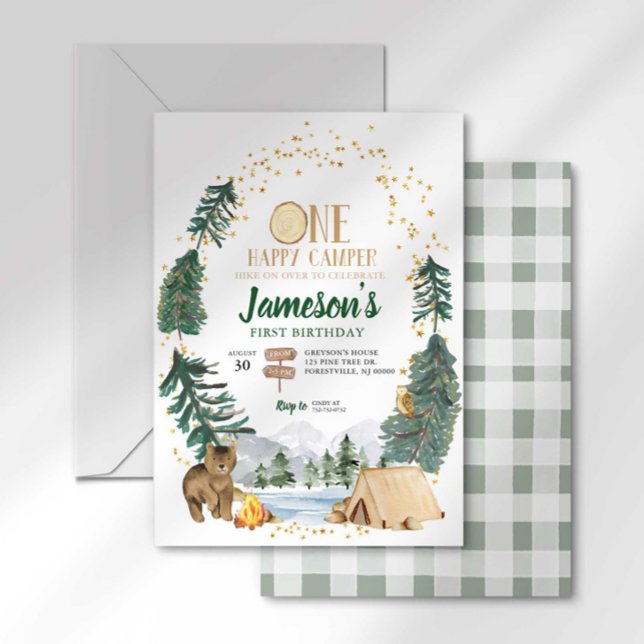 Convite de Aniversário de Um Ano do Feliz Acampant (Criador carregado)