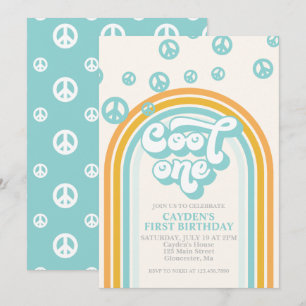 Convite de Aniversário de Um Ano do Menino Retro L