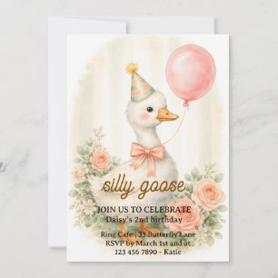 Convite de Aniversário de Um Ano do Silly Goose   