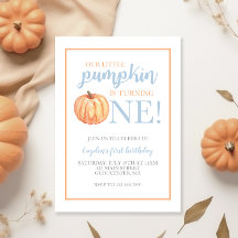 Convite de Aniversário de Um Ano Little Pumpkin Pa