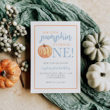 Convite de Aniversário de Um Ano Little Pumpkin Pa