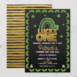 Convite de Aniversário de Um Ano Lucky One Dia de