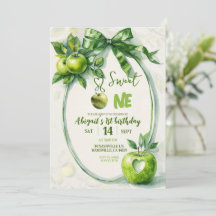 Convite de Aniversário de Um Ano Maçã Verde Doce