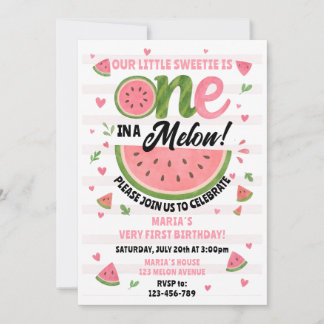 Convite de Aniversário de Um Ano 'One in a Melon'