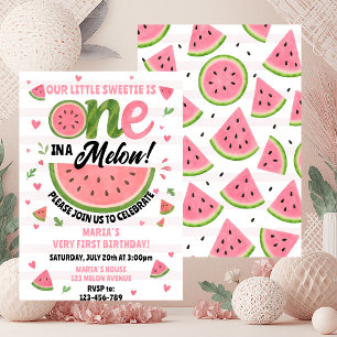 Convite de Aniversário de Um Ano 'One in a Melon' 