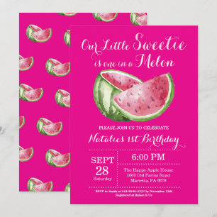 Convite de Aniversário de Um Ano One in a Melon Me