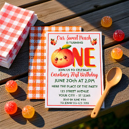 Convite de Aniversário de Um Ano One Sweet Peach