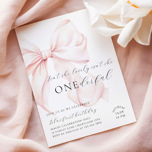 Convite de Aniversário de Um Ano Onederful com Laç