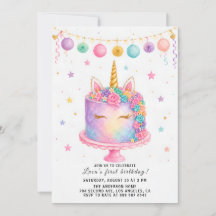 Convite de Aniversário de Um Ano para Meninas com 