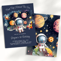 Convite de Aniversário de Um Ano Planetas Espaço A