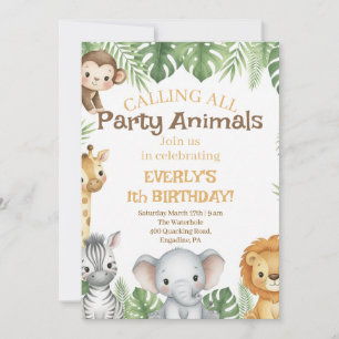 Convite de Aniversário de Um Ano Safari