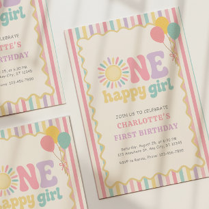 Convite de Aniversário de Um Ano Sunshine para Uma