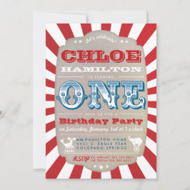 Convite de Aniversário de Um Ano Tema Circo Carnav
