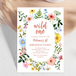Convite de Aniversário de Um Ano Wildflower Wild O